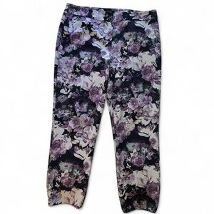 Nine West Purple Floral Straight Leg Pants